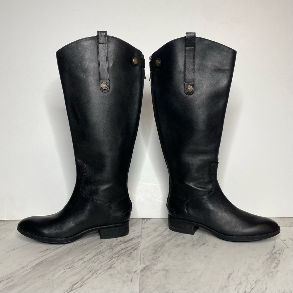 New! Sam Edelman Penny Black Leather Wide Calf Riding Boot 6M - Picture 7 of 12